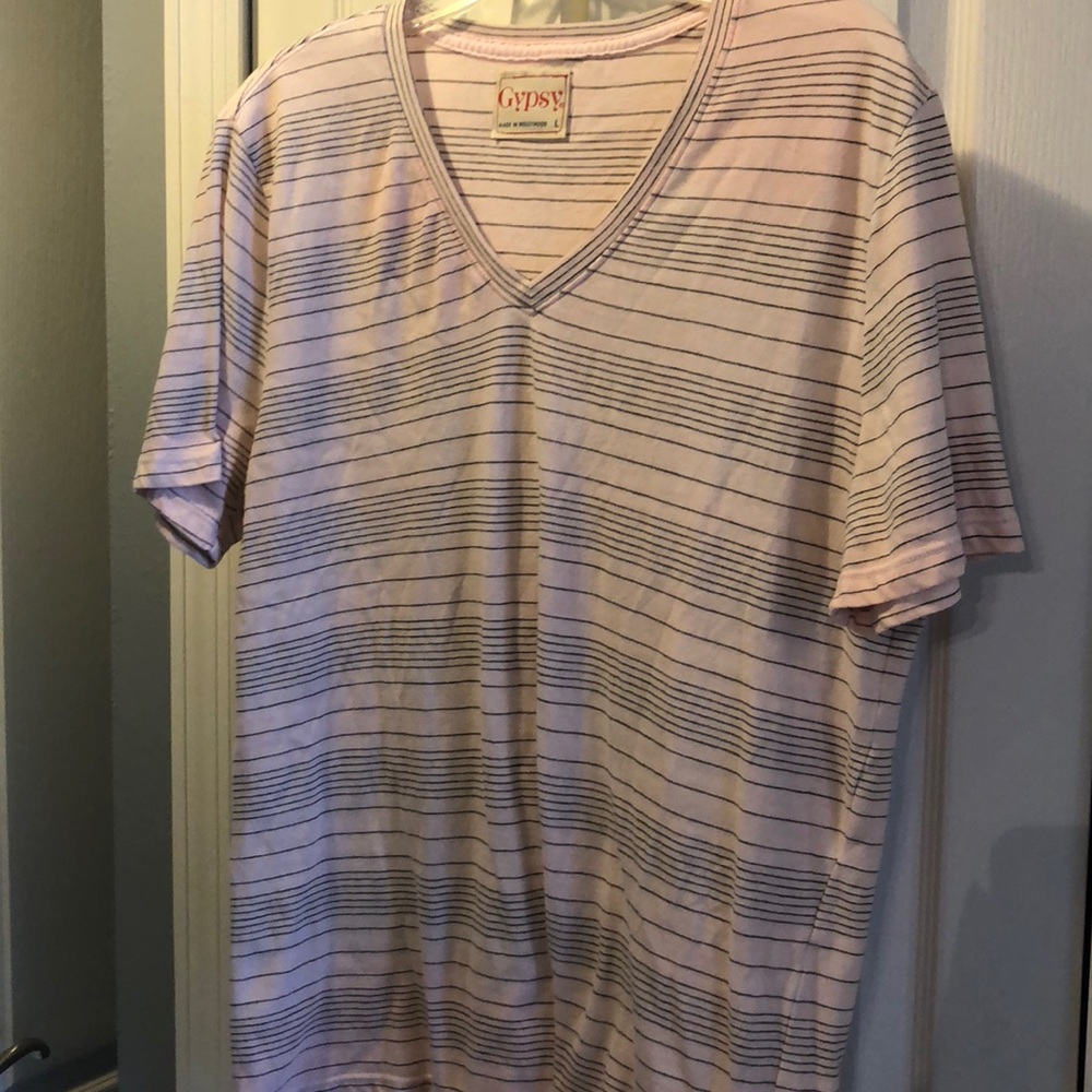 Pink V-neck T-shirt